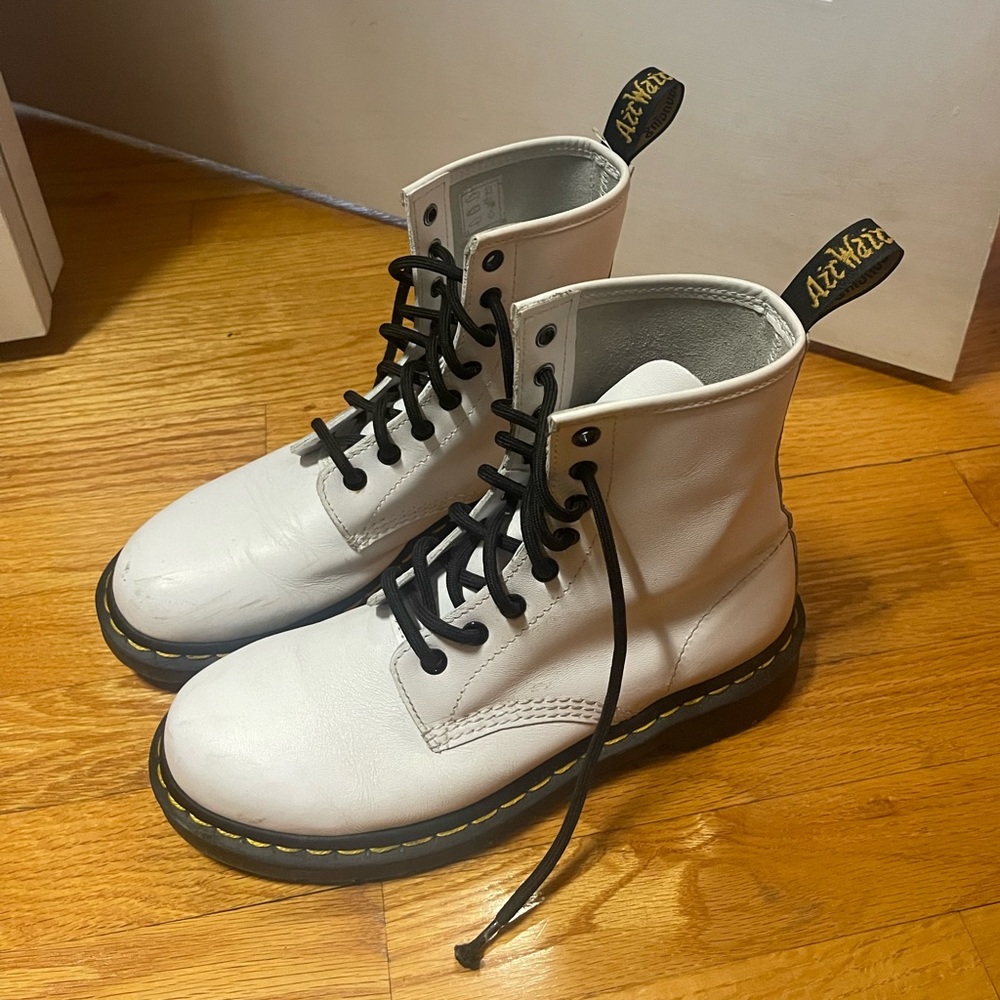 White leather Doc Martens